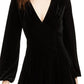 19 Cooper Women's Long-Sleeve Velvet-Stripe Dress Black Size Extra Large