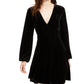 19 Cooper Women's Long-Sleeve Velvet-Stripe Dress Black Size Extra Large