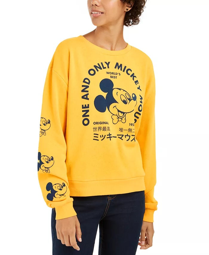 Mad Engine Disney Juniors' Mickey Mouse Graphic Sweatshirt Gold Size Large
