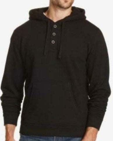 Weatherproof Vintage Men's Textured Henley Hoodie Black Size Small