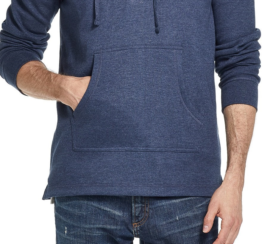 Weatherproof Vintage Men's Textured Henley Hoodie Navy Size Medium