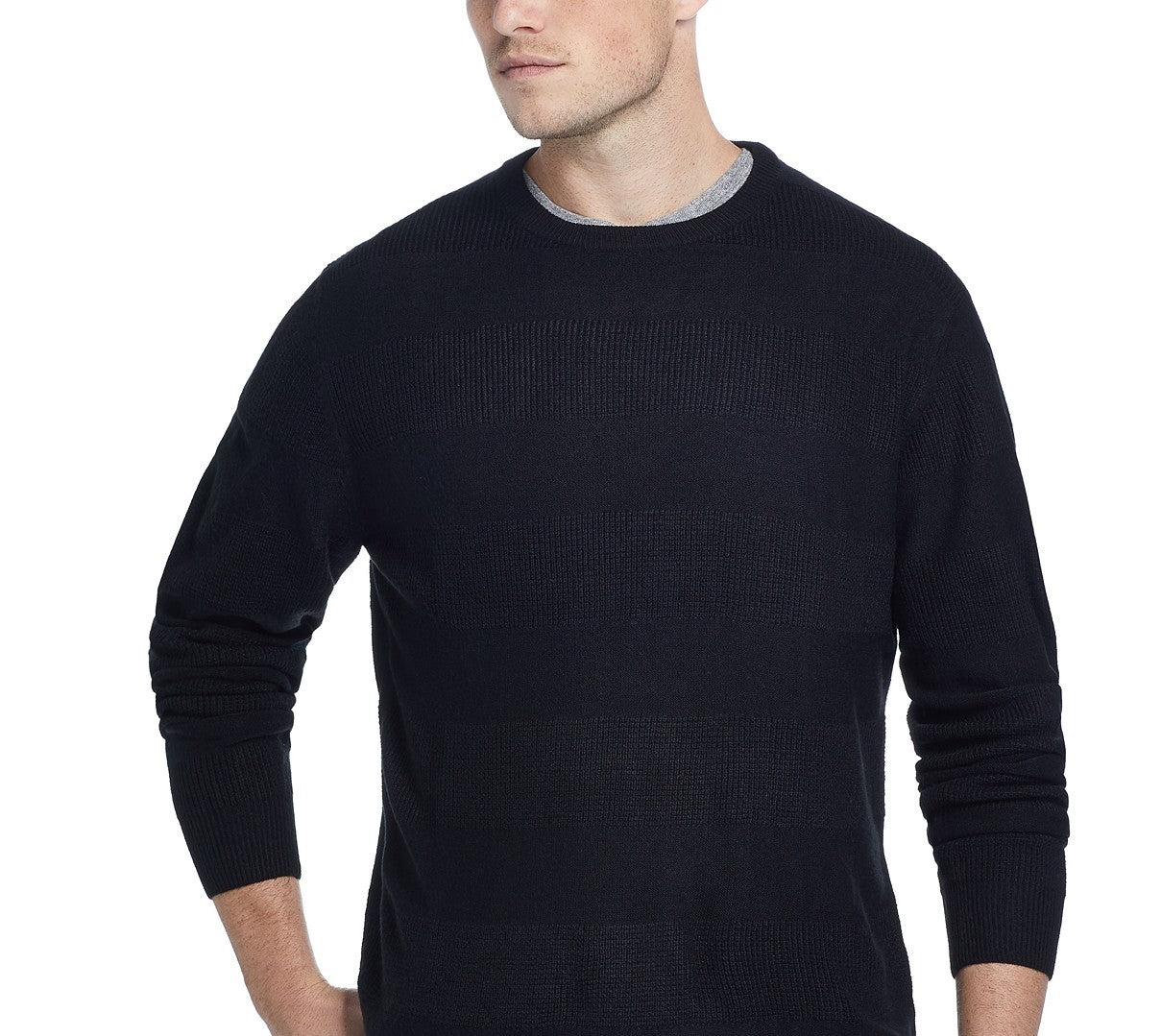 Weatherproof Vintage Men's Soft Touch Striped Sweater Black Size XX-Large