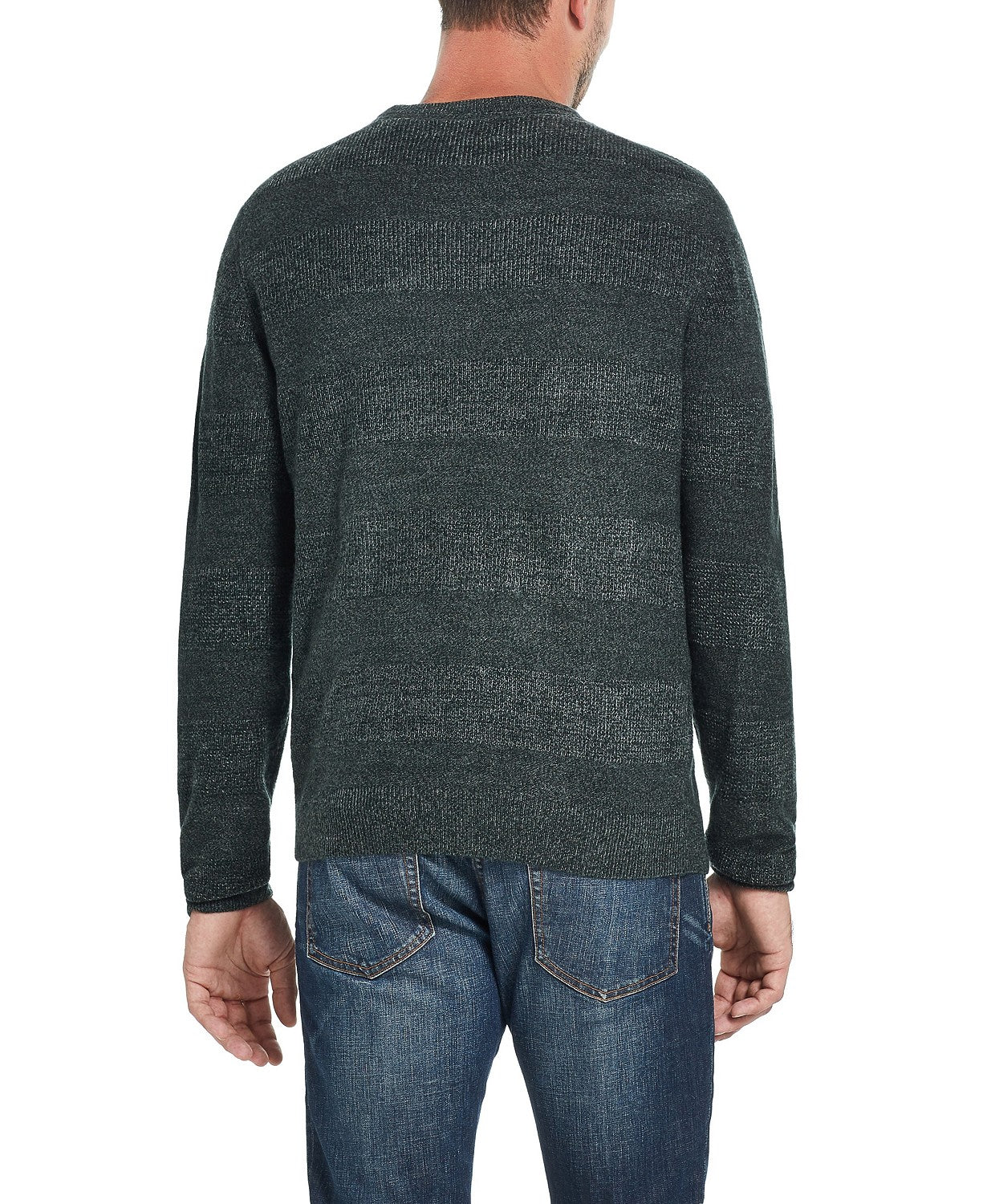 Weatherproof Men's Soft Touch Stripe Crew Neck Sweater Green Size 3 Extrta Large