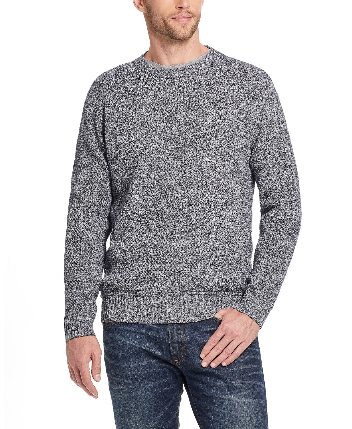 Weatherproof Vintage Men's Solid Mesh Stitch Sweater Gray Size Small