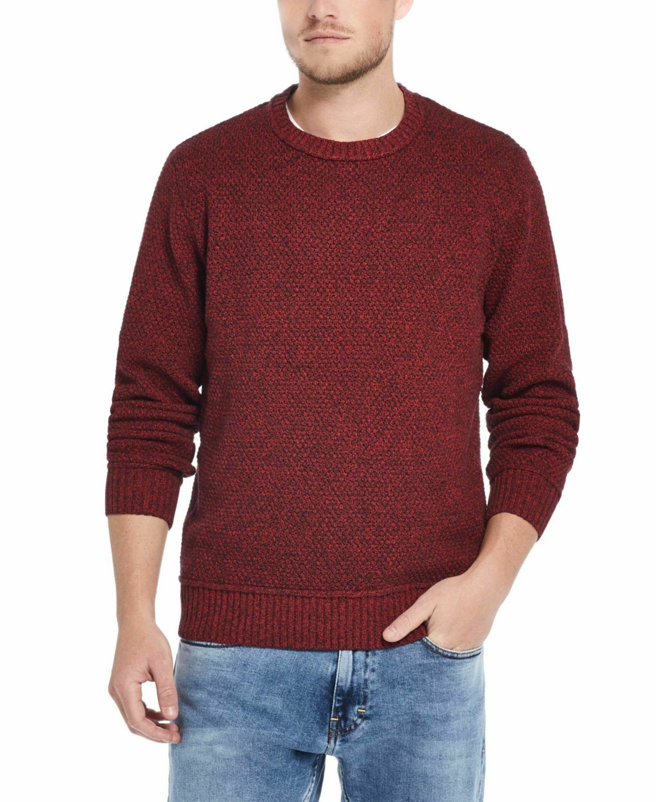 Weatherproof Vintage Men's Solid Mesh Stitch Sweater Pink Size Medium Regular