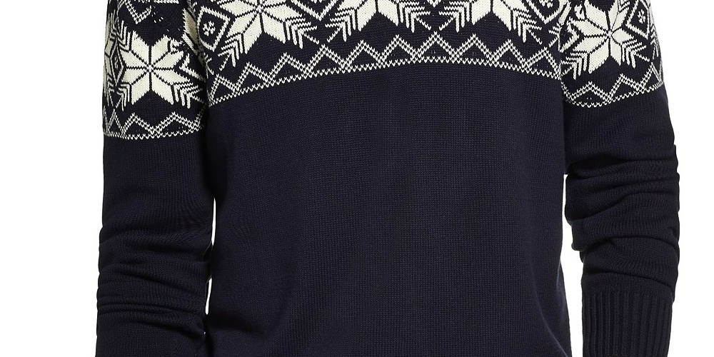 Weatherproof Vintage Men's Snowflake Pattern Sweater Navy Size Large