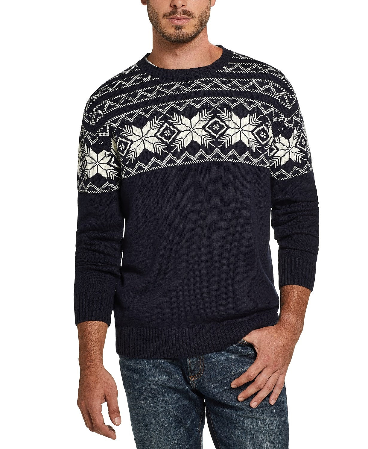Weatherproof Vintage Men's Snowflake Pattern Sweater Navy Size Extra Large
