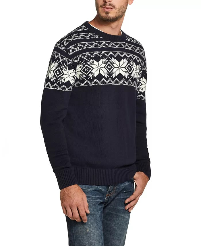 Weatherproof Vintage Men's Snowflake Pattern Sweater Navy Size Extra Large