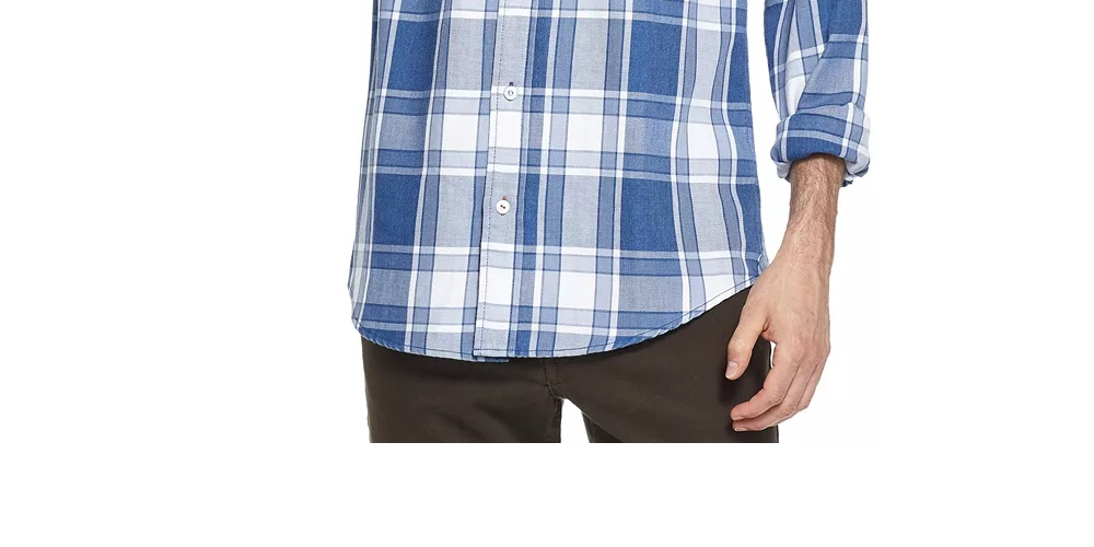 Weatherproof Vintage Men's Indigo Blues Plaid Shirt Med Blue Size XX Large