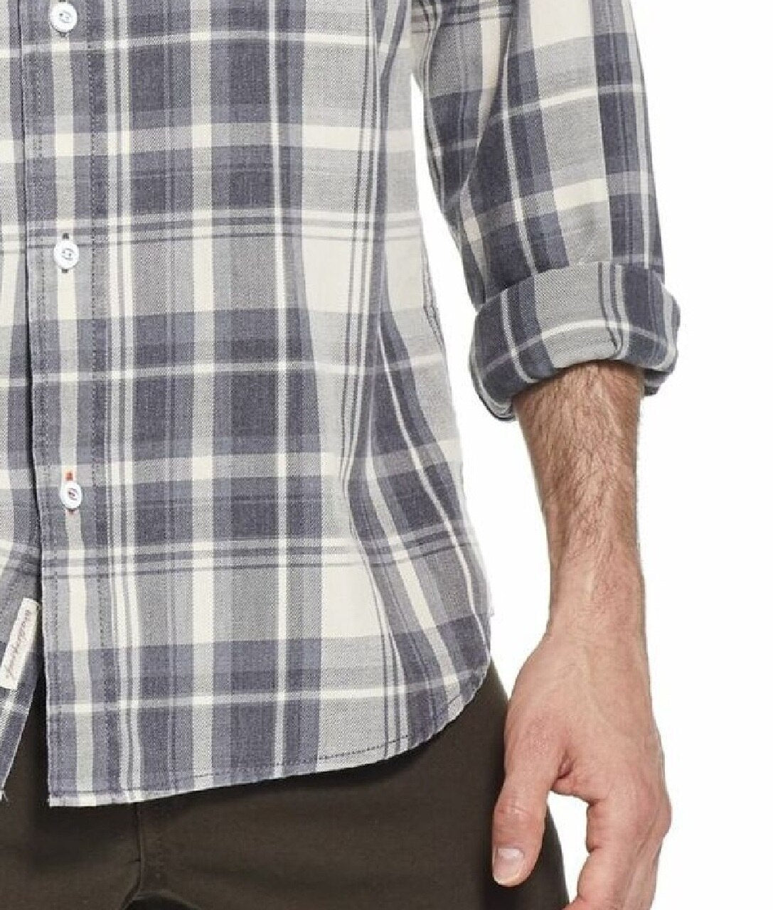 Weatherproof Vintage Men's Indigo Blues Plaid Shirt Gray Size Medium