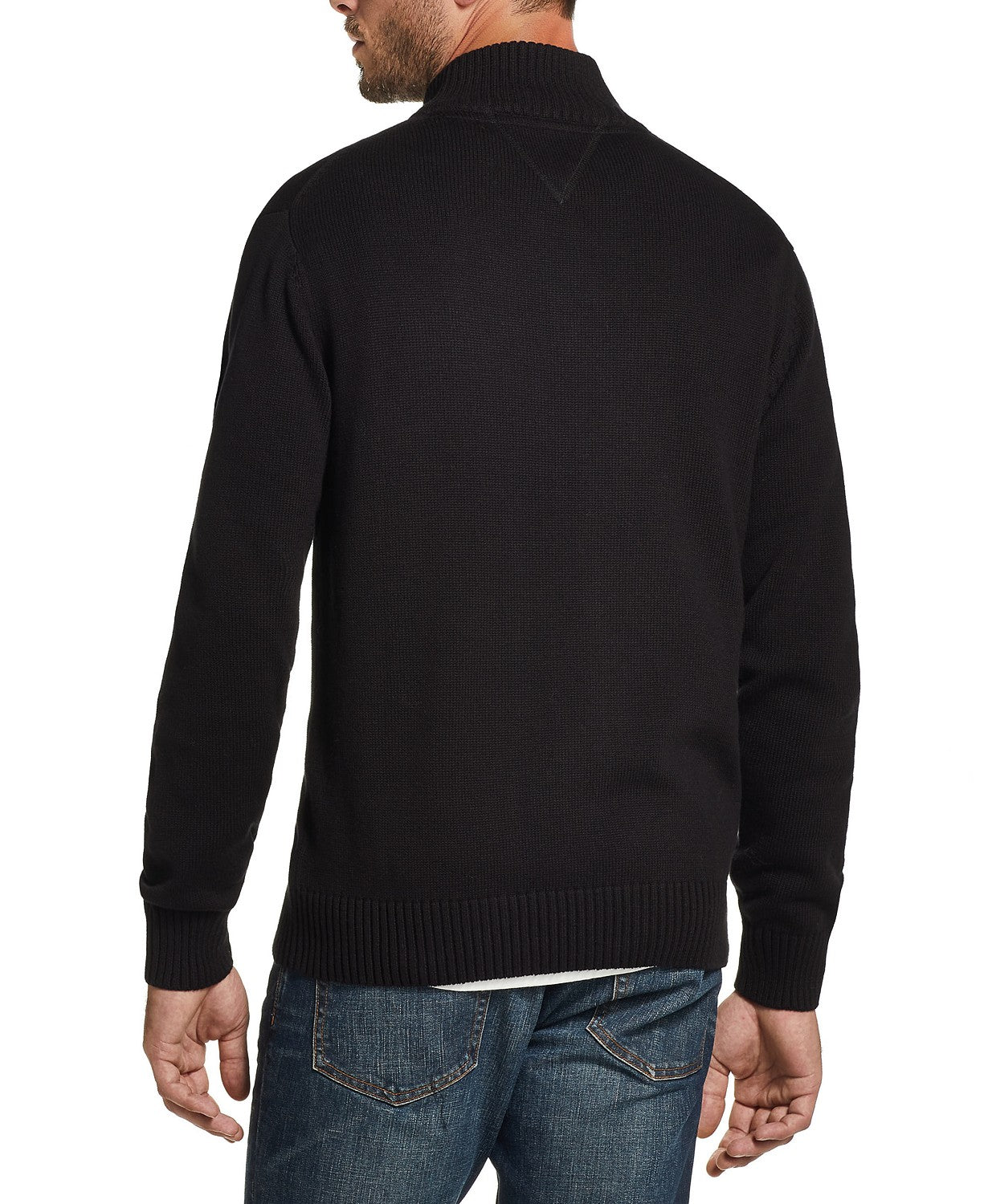 Weatherproof Men's Snowflake Quarter-Zip Sweater Black Size Small
