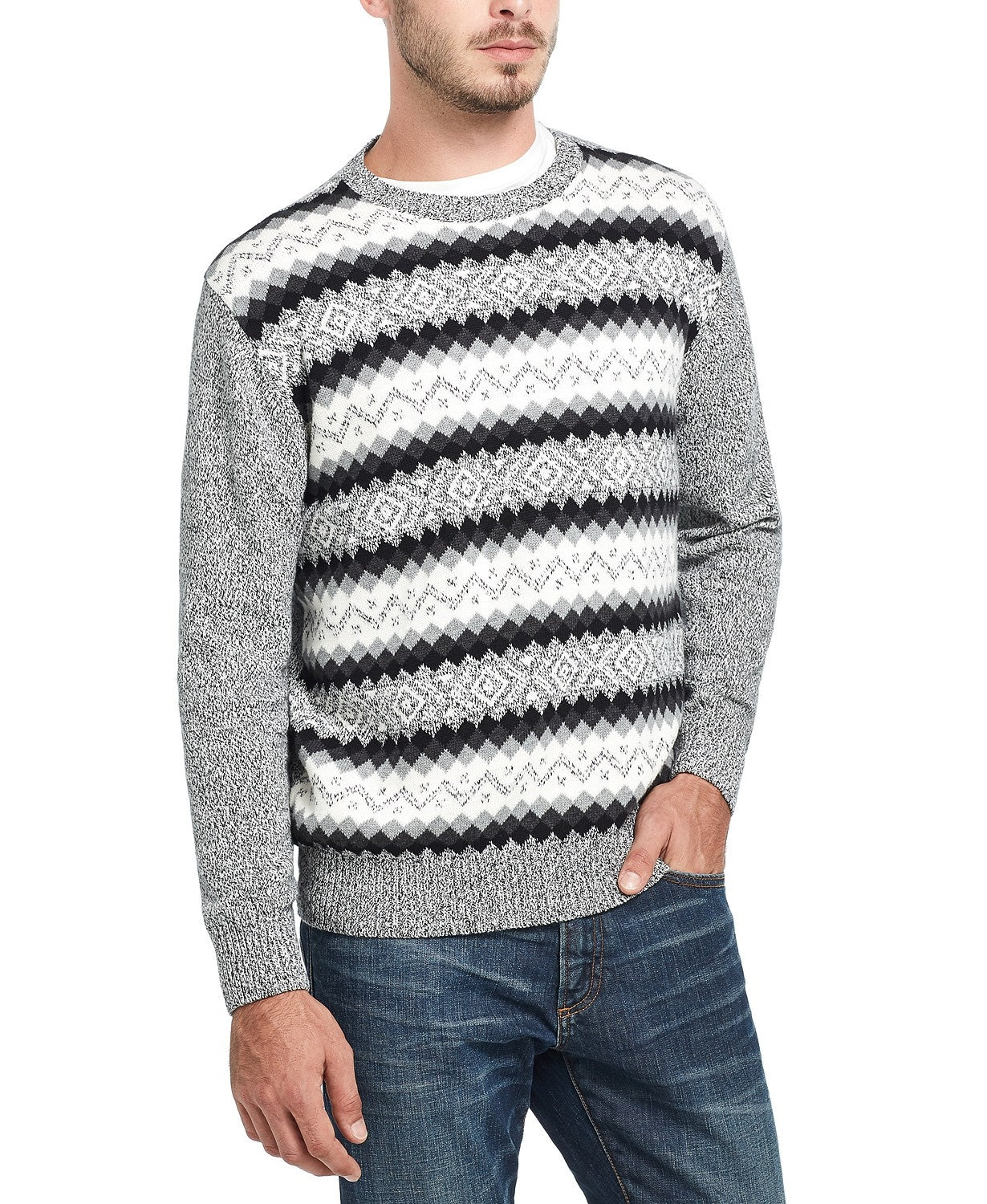 Weatherproof Vintage Men's Fair Isle Ski Sweater Black Size X-Large
