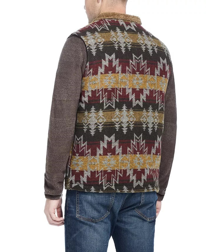 Weatherproof Vintage Men's Aztec Vest Brown Size Large
