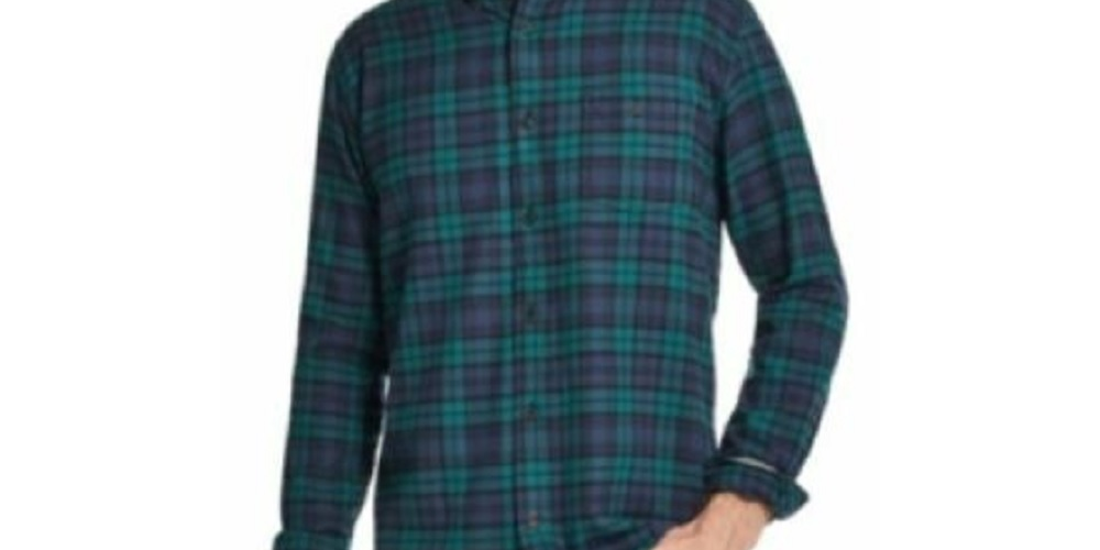 Weatherproof Vintage Men's Brushed Antique Flannel Plaid Shirt Black Size Medium
