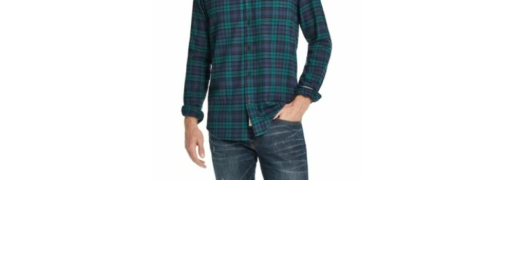 Weatherproof Vintage Men's Brushed Antique Flannel Plaid Shirt Black Size Small