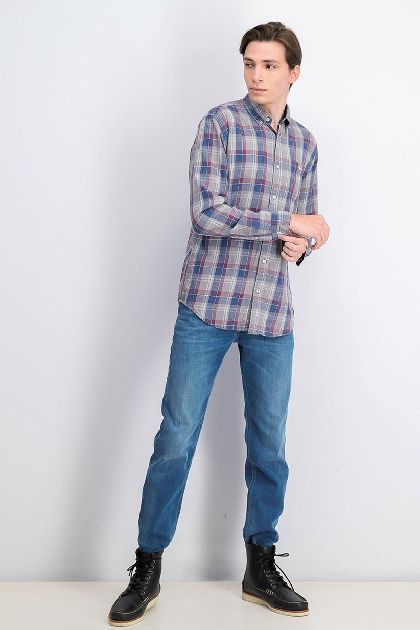 Weatherproof Men's Button-Down Plaid Shirt Dove Blue Size 3 Extra Large