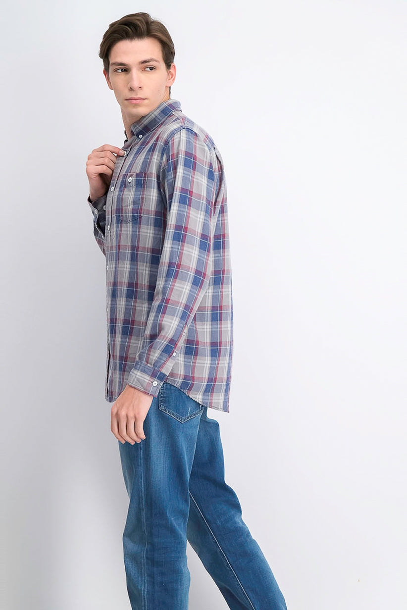 Weatherproof Men's Button-Down Plaid Shirt Dove Blue Size 3 Extra Large