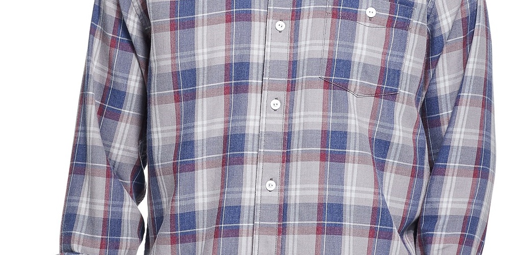 Weatherproof Vintage Men's Button-Down Plaid Shirt Gray Size Medium