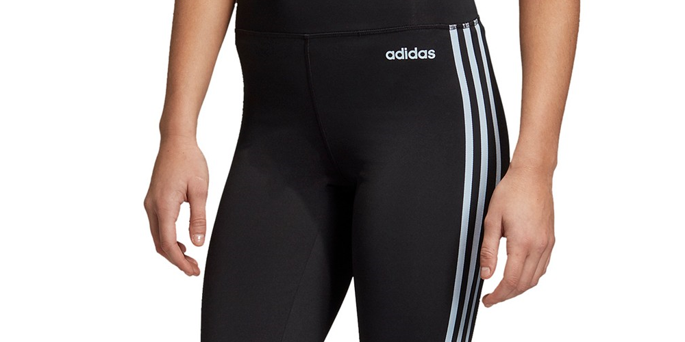 Adidas Women's Design 2 Move 3-Stripe High-Rise Leggings Black Size Large
