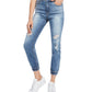 Dollhouse Juniors' Ripped Jogger Jeans Blue Size 5