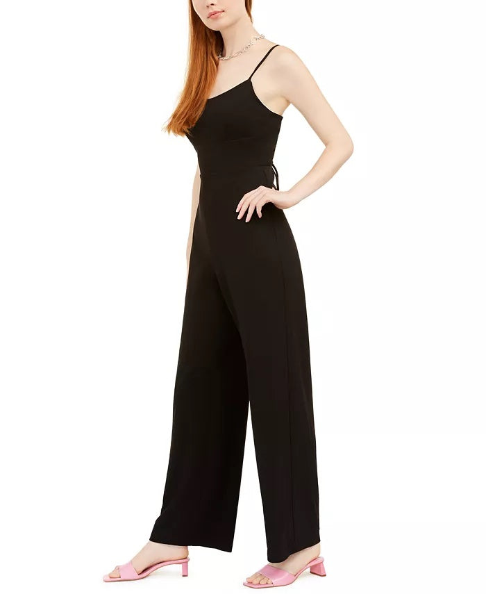 Teeze Me Juniors' Lace-Back Jumpsuit Black Size 13