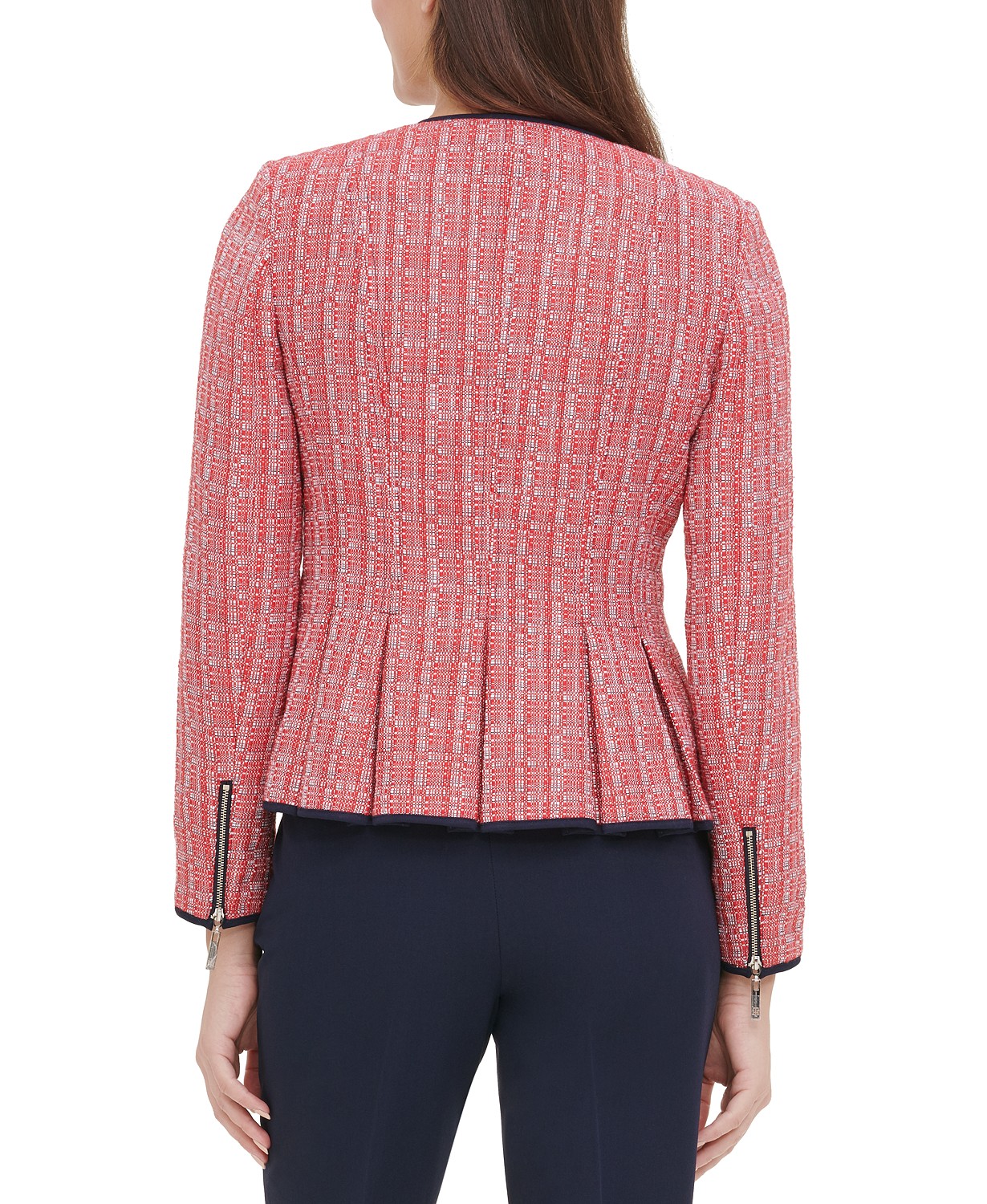 Tommy Hilfiger Women's Peplum-Hem Tweed Jacket Red Size 2
