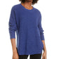 Hippie Rose Junior's Waffle Knit Lettuce Edge Top Blue Size X-Small