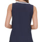 Tommy Hilfiger Women's Contrast-Trim Tie-Neck Blouse Dark Blue Size Small