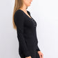 Hippie Rose Juniors' Rib-Knit Henley Top Black Size Extra Large