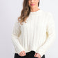 Hippie Rose  Women's Cable-Knit Drop-Shoulder Sweater Natural Size Large
