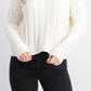 Hippie Rose  Women's Cable-Knit Drop-Shoulder Sweater Natural Size Large