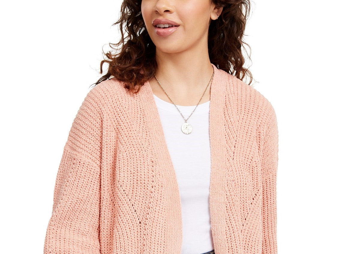 Hippie Rose Juniors' Chenille Cardigan Pink Size Extra Small