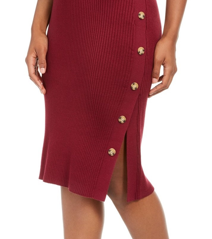 Hippie Rose Juniors' Button Sweater Skirt Purple Size Small