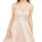 Teeze Me Juniors' Allover-Glitter Fit & Flare Dress Gold Size 9