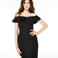 Emerald Sundae Juniors' Women's Off-The-Shoulder Bodycon Dress Black Size X-Small