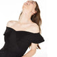 Emerald Sundae Juniors' Women's Off-The-Shoulder Bodycon Dress Black Size X-Small