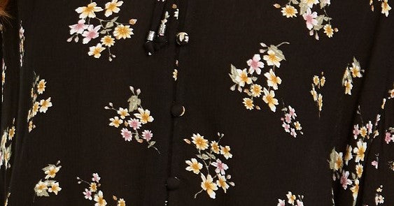 Hippie Rose Juniors' Women's Ditsy Floral Peasant Top Black Size X-Large