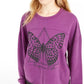 Rebellious One Women's Juniors' Butterfly Graphic Sweatshirt Purple Size Medium