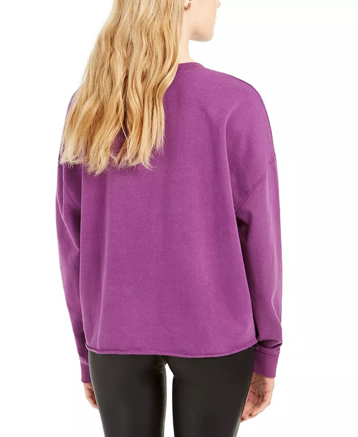 Rebellious One Juniors' Butterfly Graphic Sweatshirt Purple Size Large