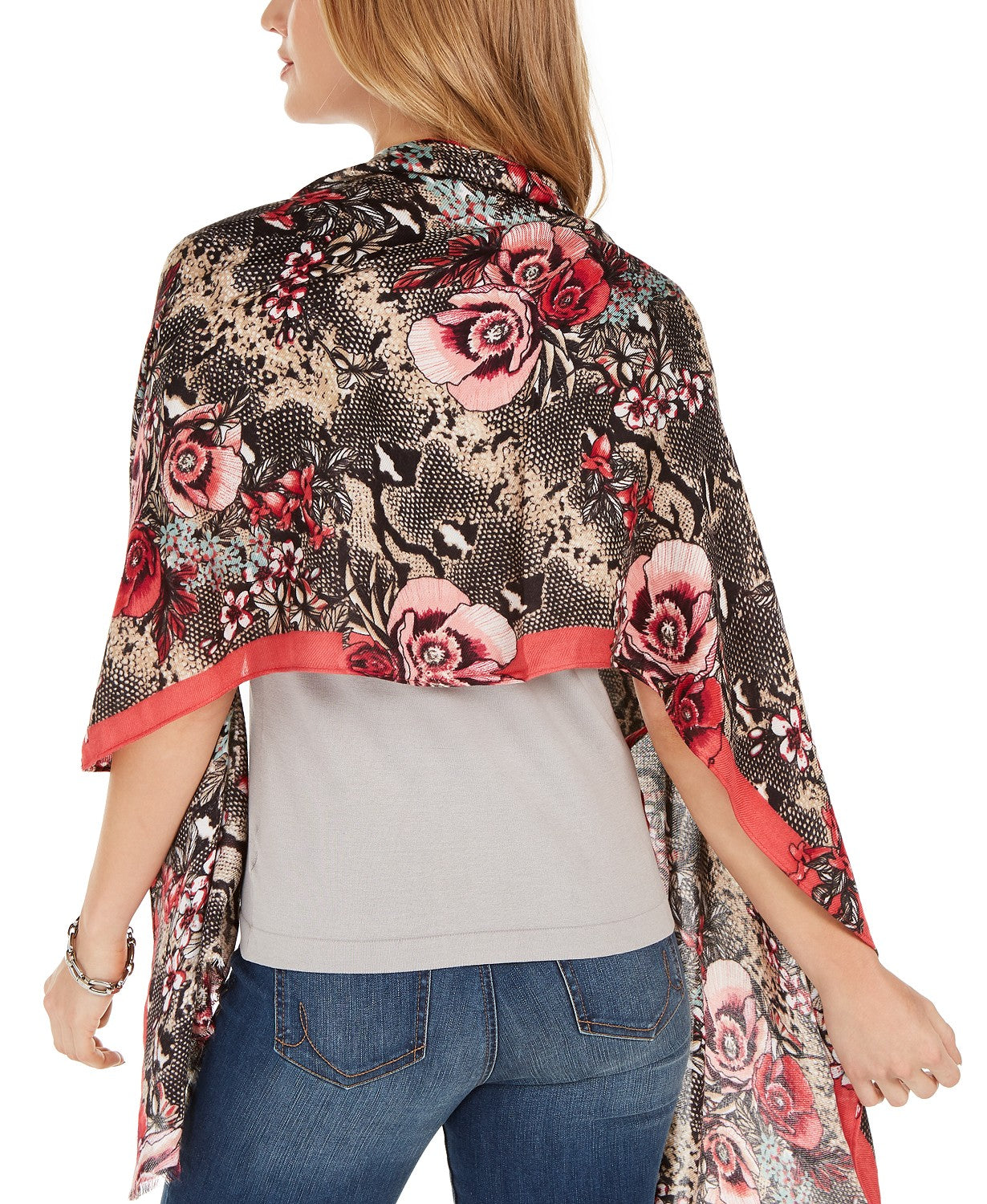 INC International Concepts Women's  Reptilian Garden Pashmina  Gray Size Regular