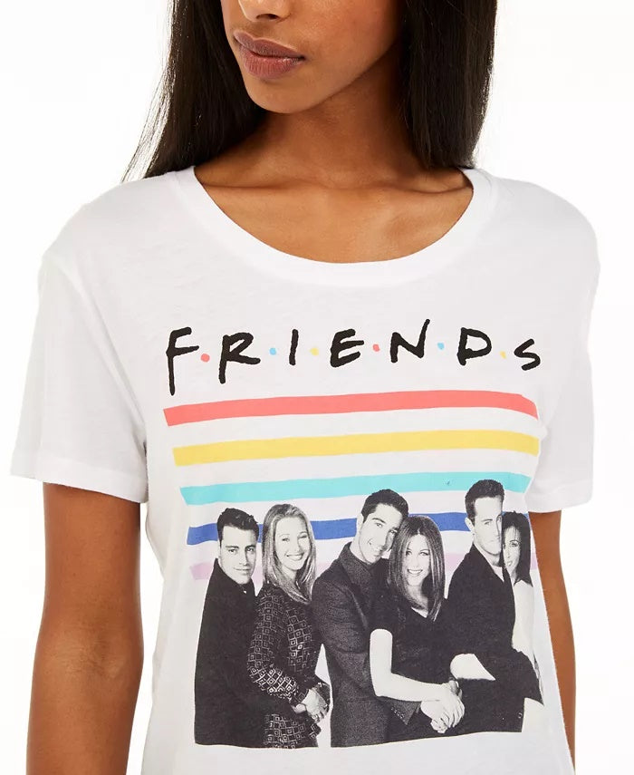 Love Tribe Juniors Friends Rainbow Graphic T-Shirt White Size Medium