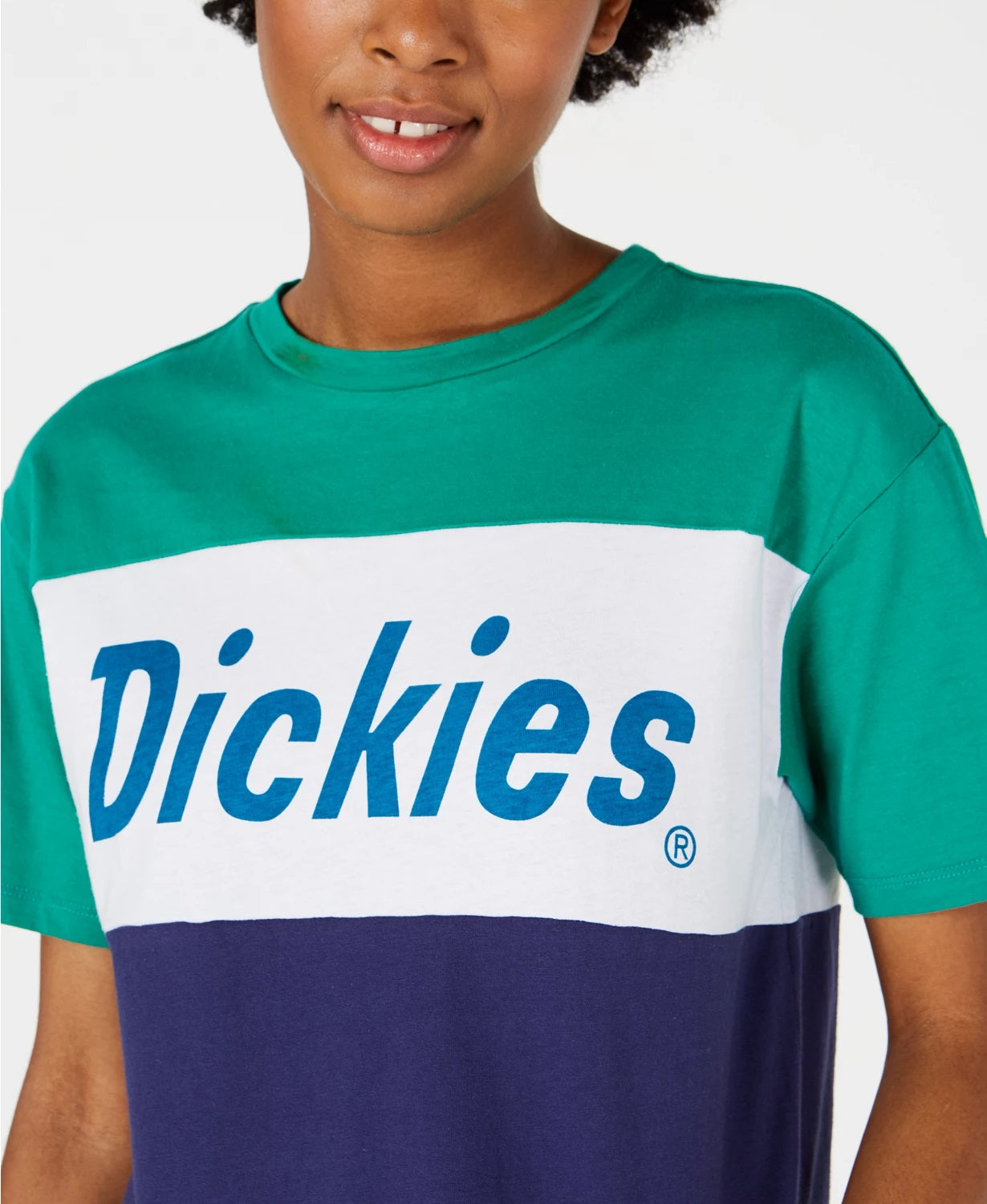 Dickies Women's Colorblocked Cotton Graphic Tomboy T-Shirt Green Size Small