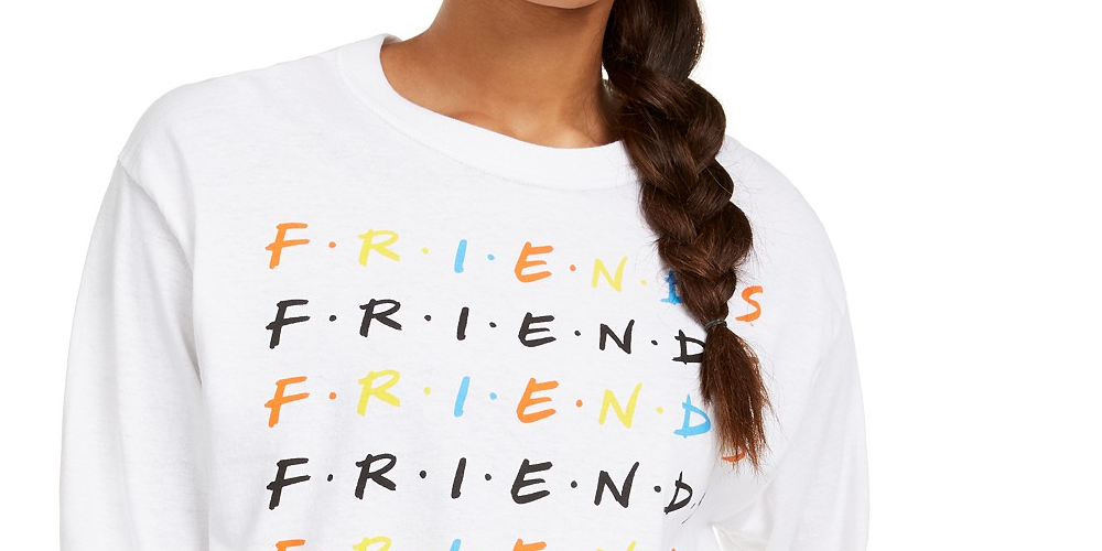 Love Tribe Juniors' Friends Long-Sleeved Graphic T-Shirt White Size Medium