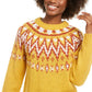 Hooked Up Juniors' Fair Isle Crewneck Sweater Yellow Size Medium