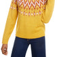 Hooked Up Juniors' Fair Isle Crewneck Sweater Yellow Size Medium