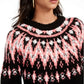 Hooked Up By IOT Junior's Fair Isle Crewneck Sweater Black Size X-Large