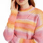 Hooked Up  By Iot Juniors' Striped Mock-Neck Sweater Pink Size Extra Small