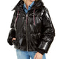 Tommy Hilfiger Women's Shiny Hooded Puffer Coat Black Size Extra Large