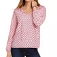 Tommy Hilfiger Women's Printed Ruffled-Neck Blouse Bright Pink Size XX-Large