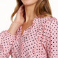 Tommy Hilfiger Women's Printed Ruffled-Neck Blouse Bright Pink Size XX-Large